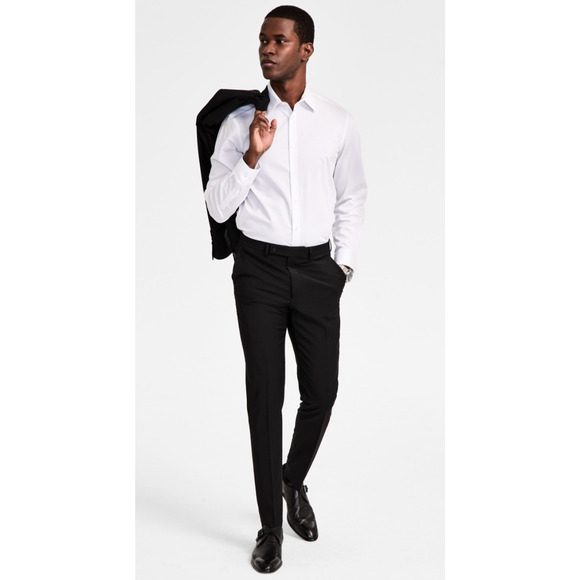 Calvin Klein Men Skinny Fit Wool Blend Suit Pants Black Size 32X30 - Picture 1 of 3